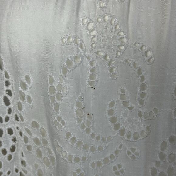 Free People White Eyelet Oversized Tunic Dress Boho Peasant Backless Large - Picture 7 of 10